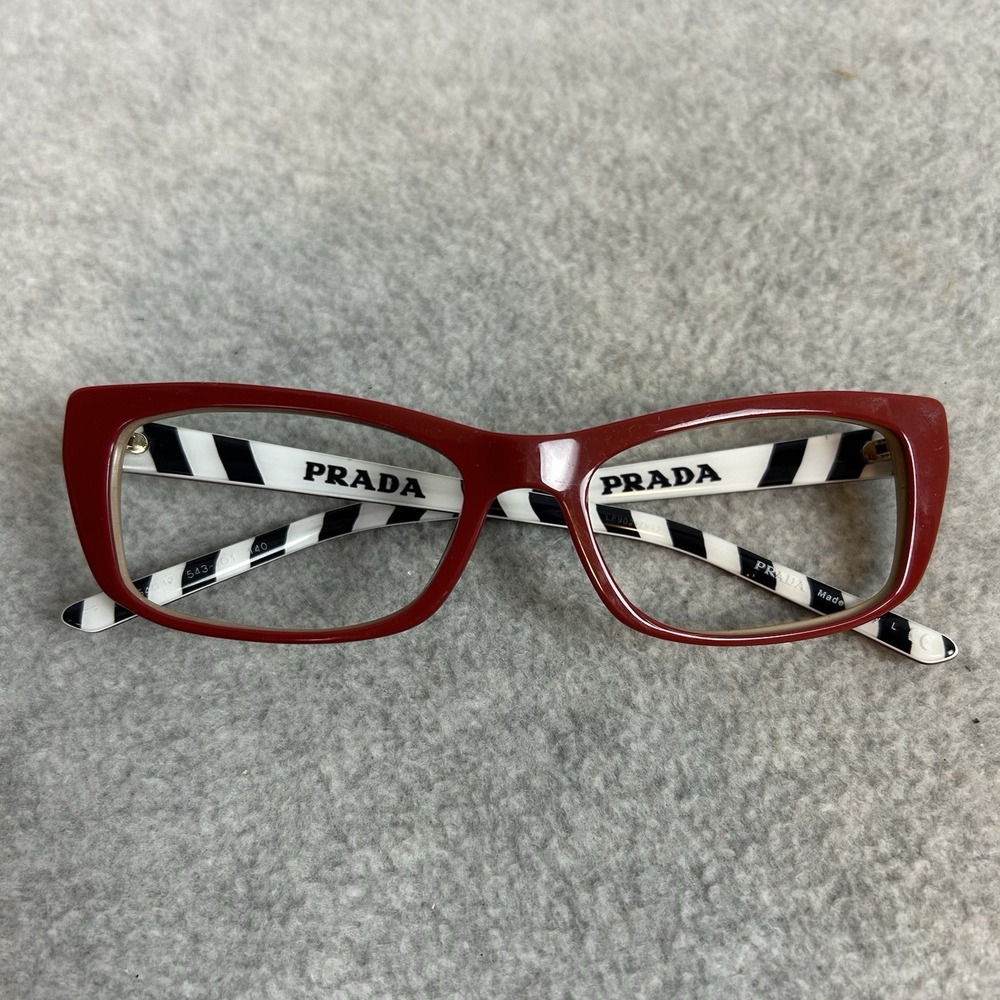 Prada Pr 10xv Red Rectangular Eyeglass Frames Bla… - image 2
